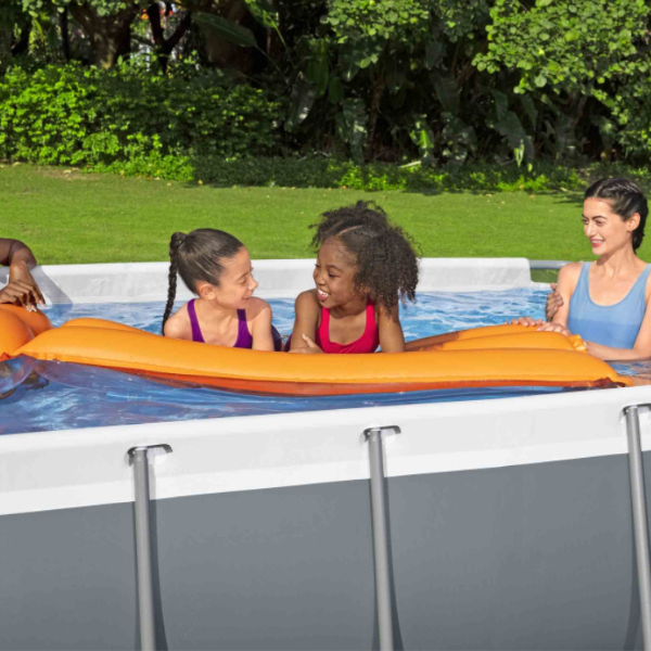 Piscină cu Cadru Metalic Bestway Steel Pro Rectangular 282x196x84 cm, 3662L – Include Pompă-Filtru și Kit de Reparație, Gri [6]
