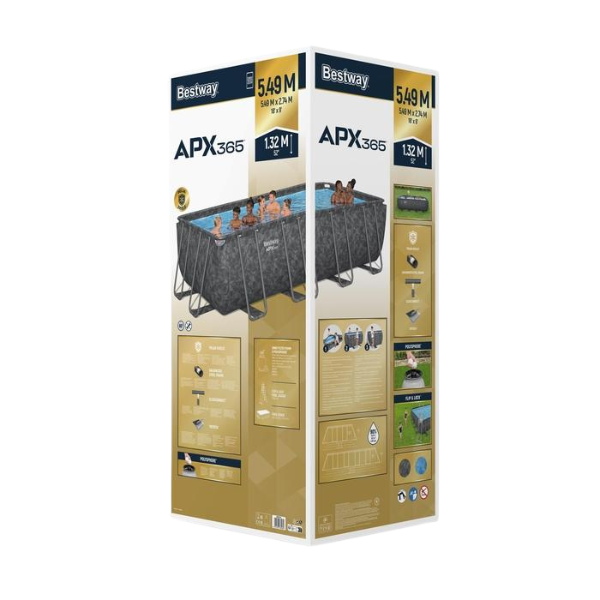 Bestway Piscină Rectangulară APX 365™ 549x274x132 cm, 16477L, cadru metalic, cu pompă filtrare nisip și copertină [4]