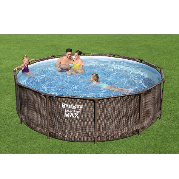 Bestway Piscină Steel Pro MAX Rattan 366x100 cm, 9150L, cadru metalic, cu pompă și scară [3]