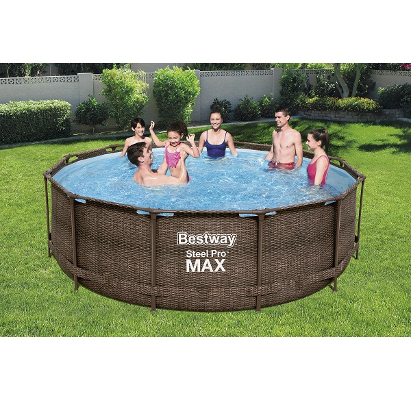 Bestway Piscină Steel Pro MAX Rattan 366x100 cm, 9150L, cadru metalic, cu pompă și scară [2]
