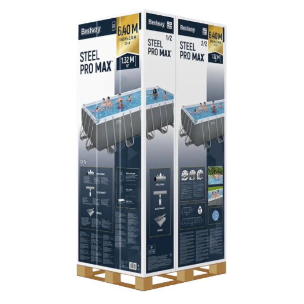 Piscină dreptunghiulară Bestway Power Steel 640x274x132 cm – 19281L, cu pompă, husă și scară incluse [11]