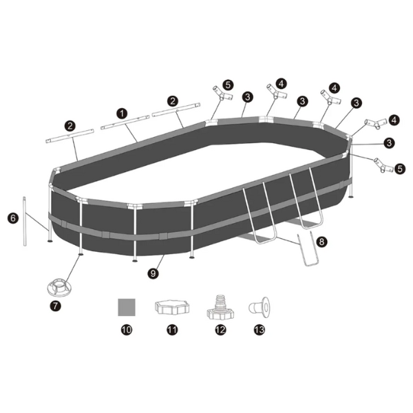 Bestway Piscină Power Steel Oval 427x250x100 cm, 7250L, cu cadru metalic + pompă 2006 L/oră, scară [8]