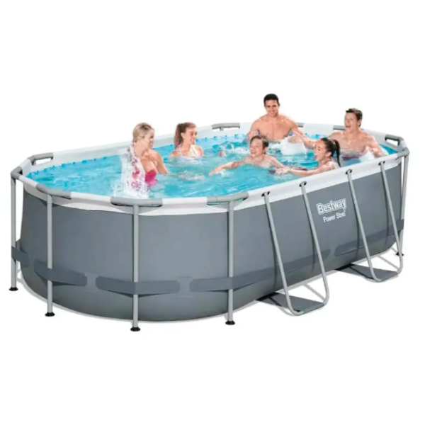 Bestway Piscină Power Steel Oval 427x250x100 cm, 7250L, cu cadru metalic + pompă 2006 L/oră, scară [15]