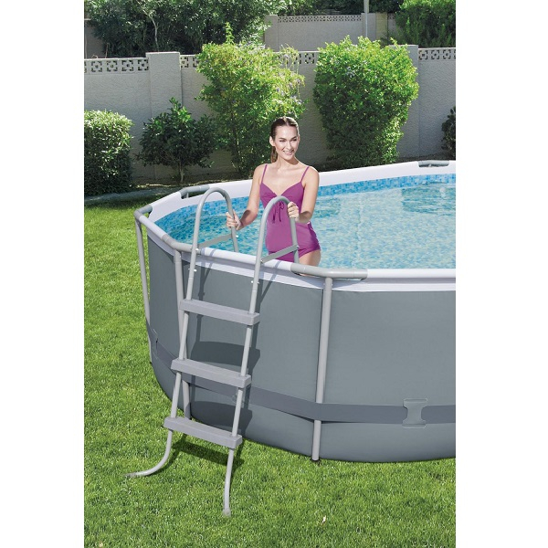 Bestway Piscină Power Steel Oval 488x305x107 cm, 10949L, cu cadru metalic + pompă 3028 L/oră, husă, scară, dozator – model 5614V [6]
