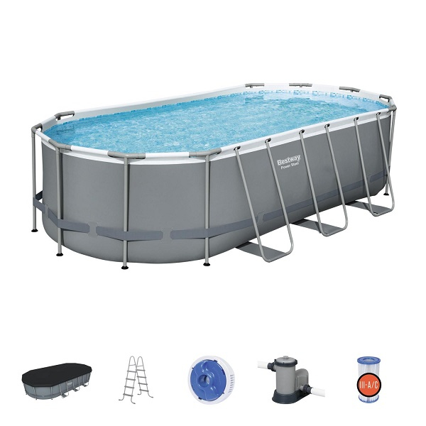Бассейн Bestway Power Steel Oval 549x274x122 см – 13430 л, с насосом 5678 л/ч, лестницей, чехлом, дозатором, металлический каркас [4]