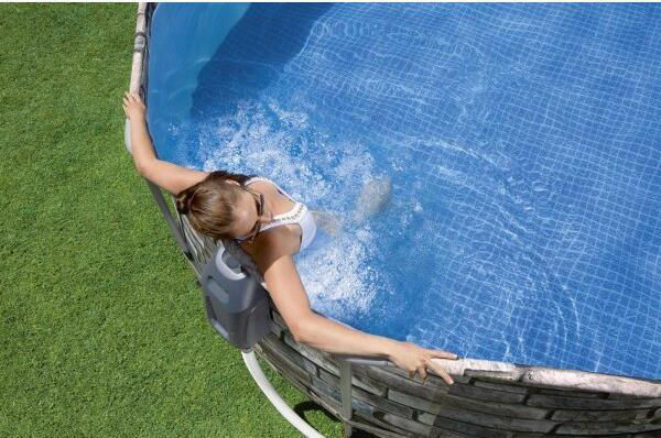 Piscină, carcasă metalică, Piscină Bestway Power Steel Oval 610x366x122 cm – 20241L, cu pompă 9463 l/h, hidromasaj, LED, cadru metalic [12]