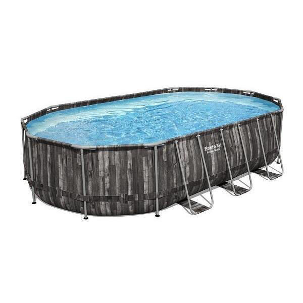 Piscină Bestway Power Steel Oval 610x366x122 cm – 20241L, cu pompă 5678 l/h, scară, copertină, dozator, cadru metalic [4]