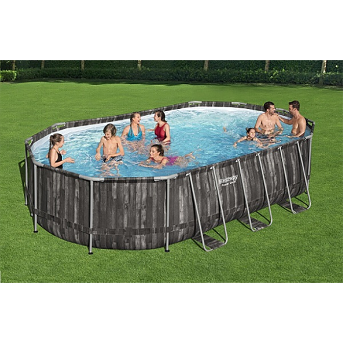 Piscină Bestway Power Steel Oval 610x366x122 cm – 20241L, cu pompă 5678 l/h, scară, copertină, dozator, cadru metalic [2]