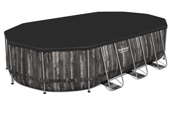 Piscină Bestway Power Steel Oval 610x366x122 cm – 20241L, cu pompă 5678 l/h, scară, copertină, dozator, cadru metalic [5]