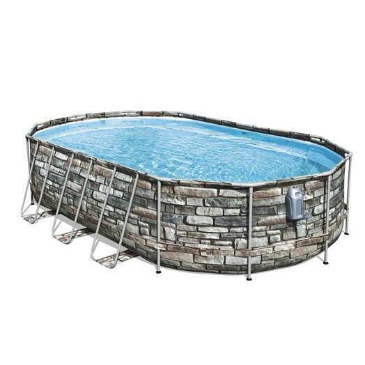 Piscină, carcasă metalică, Piscină Bestway Power Steel Oval 610x366x122 cm – 20241L, cu pompă 9463 l/h, hidromasaj, LED, cadru metalic [3]