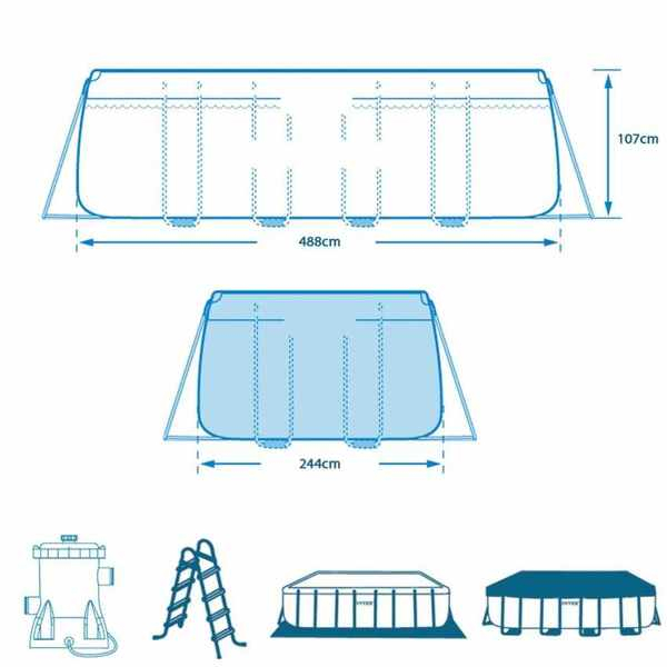 Piscină PRISM FRAME RECTANGULAR 488x244x107 cm, 10874 L, cadru metalic [9]