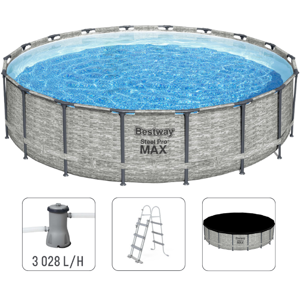 Бассейн Bestway Steel Pro MAX 427x122 см, 15232 л, металлический каркас, с насосом, лестницей и чехлом [1]