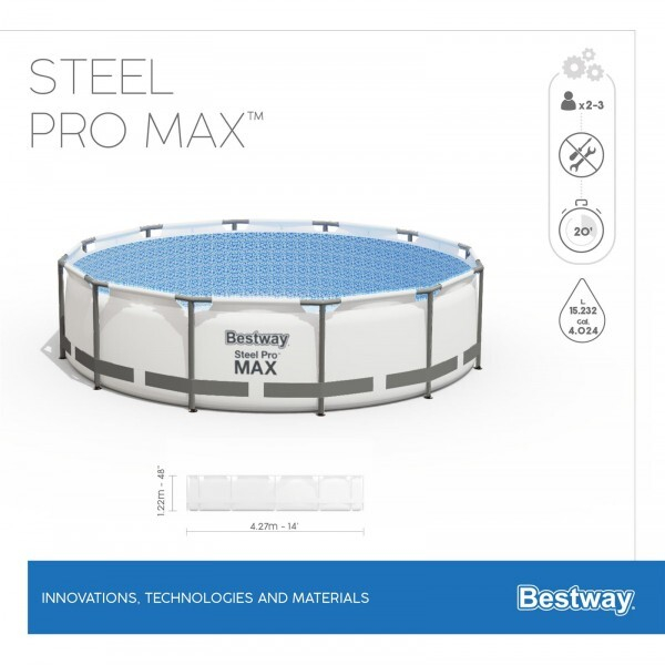 Bestway Бассейн STEEL PRO MAX 427x122 см, 15232 л, с металлическим каркасом, насосом, лестницей и тентом [10]