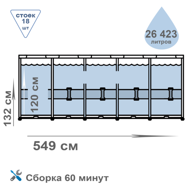 Piscină INTEX ULTRA XTR FRAME Ø549x132 cm, 26.423L, Cadru Metalic [9]