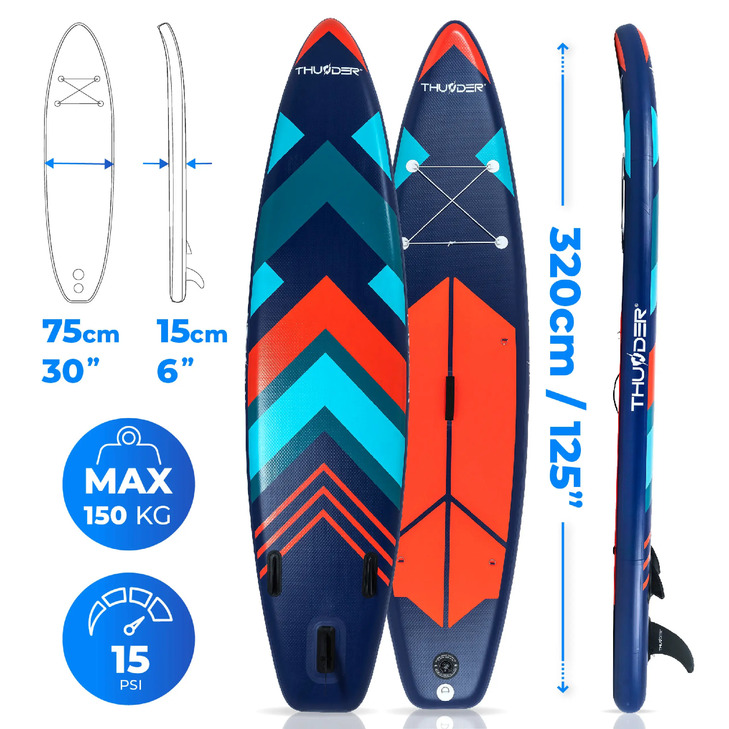 Надувная SUP-доска THUNDER STRIPES 320 см – Стиль и устойчивость для гибридных приключений [3]