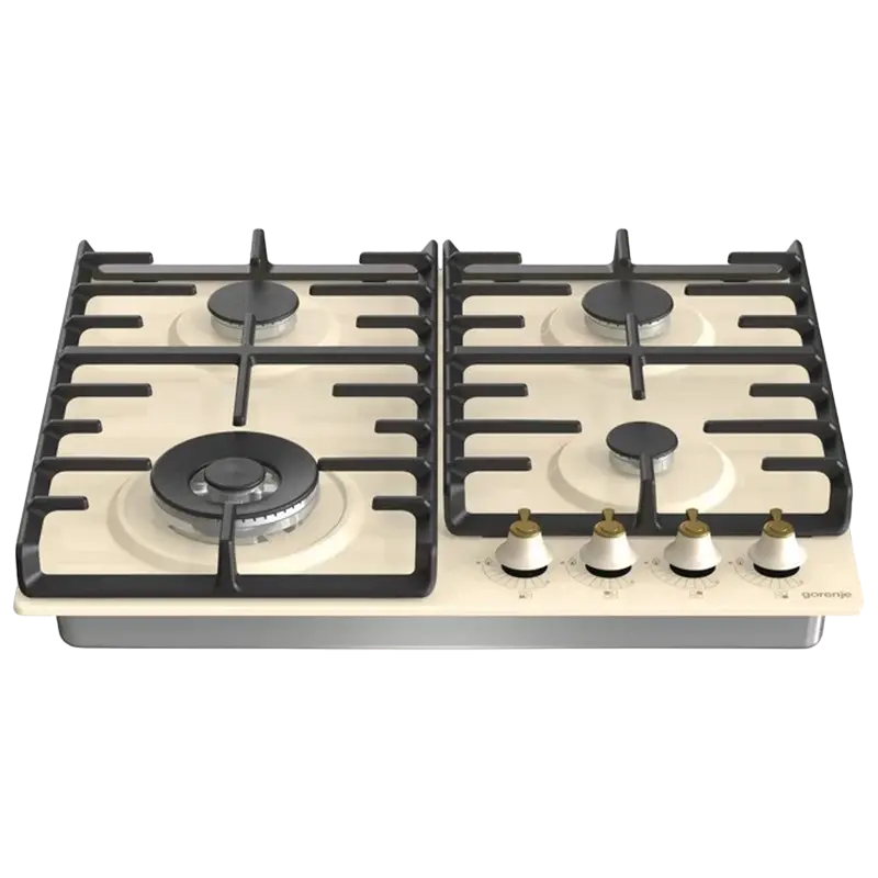 Plită pe gaz încorporabilă Gorenje GW 642 CLI Classico (4 Arzătoare, Arzător WOK, Fontă, Bej) [2]