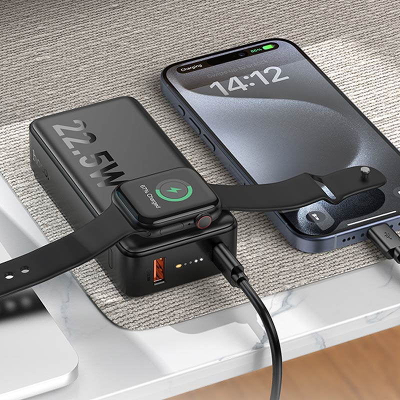 Power Bank Hoco Q27B Jewel 22.5W+PD20W fully compatible power bank with watch charger 10000mAh Black [3]