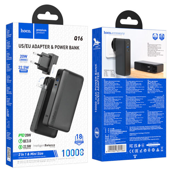 Power Bank Q16 Friendly 22.5W, Complet Compatibil (US/EU), 10000mAh [4]