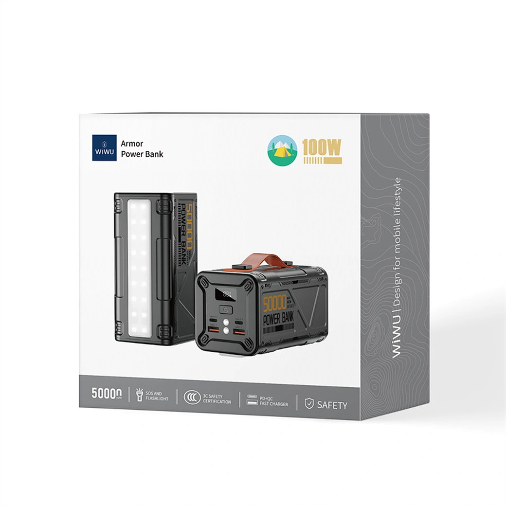 Power Bank WiWU Armor Wi-P029 50000 мАч Чёрный – 100 Вт PD быстрая зарядка + гигантская ёмкость для любых приключений! [5]