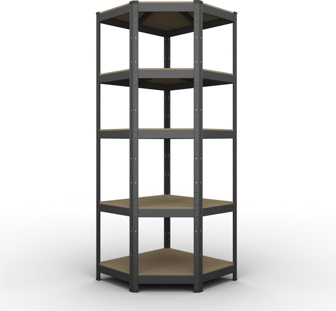 Угловой металлический стеллаж Nex Budget, 5 полок из МДФ, 1800x900x400x705 мм, антрацит [1]
