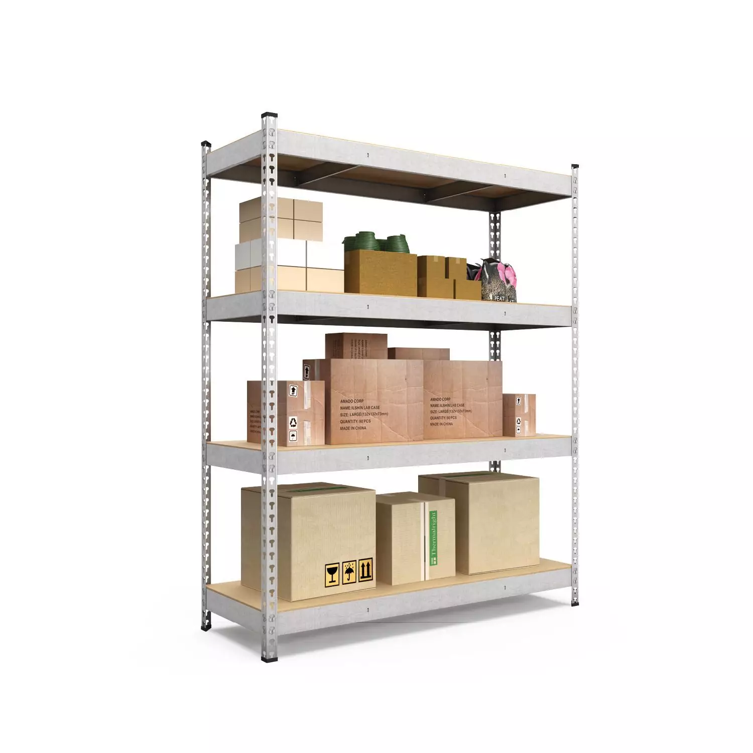 Raft metalic de depozitare EURO RAFT Titan, industrial, 1800x1200x400 mm, 4 rafturi MDF, galvanizat [2]