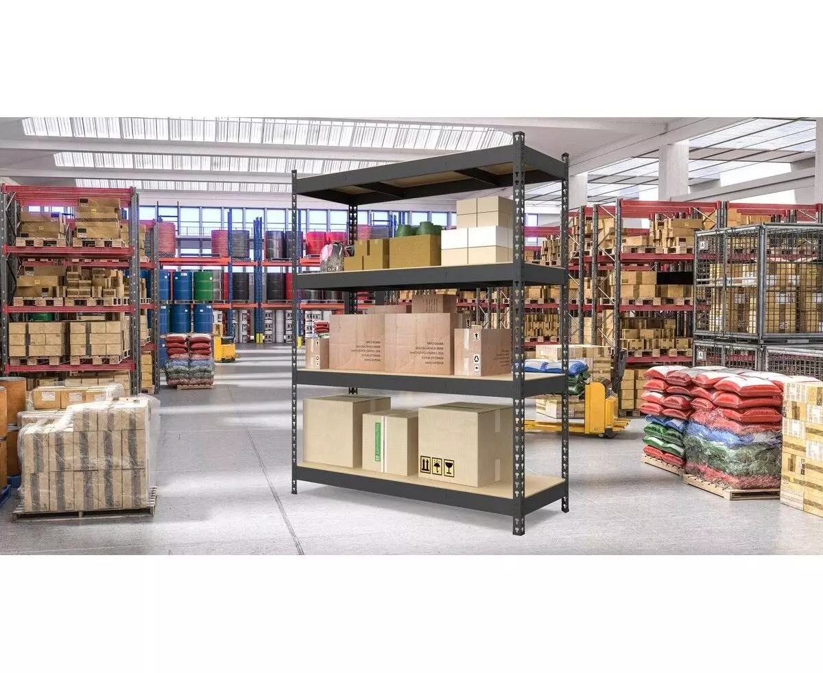Raft metalic de depozitare Nex Titan 1800x1200x400 mm, 4 rafturi MDF, Antracit – rezistență maximă și design modern [2]