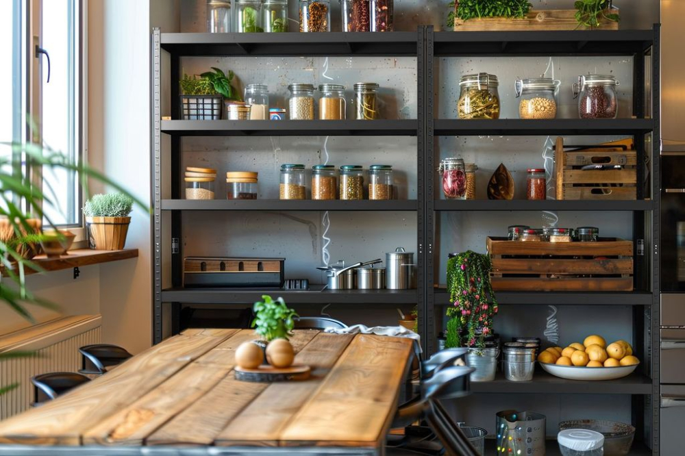 Металлический стеллаж для хранения Nex Budget, 5 полок из МДФ, 2000x1000x400 мм, антрацит [6]