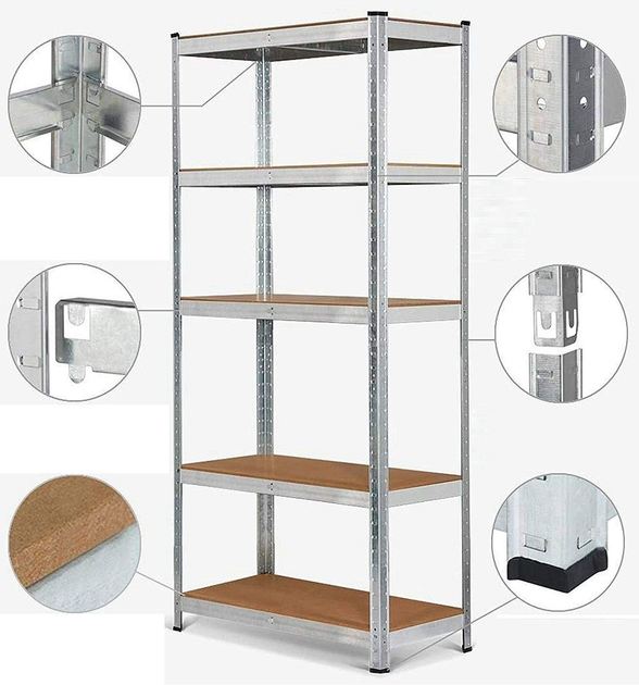 Raft metalic depozitare Nex Budget 2200x1100x400 mm, 5 rafturi MDF, galvanizat [4]