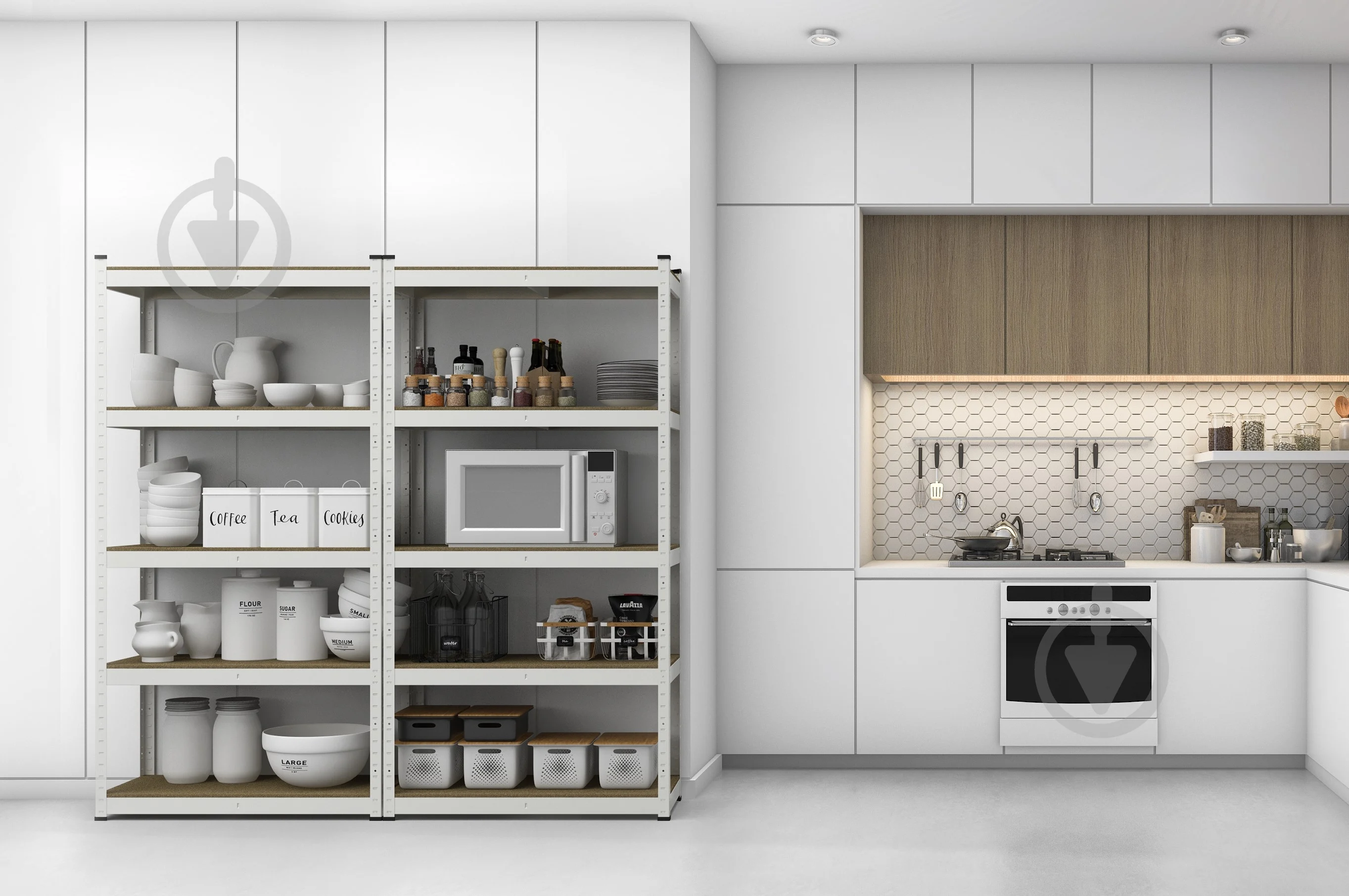 Металлический стеллаж для хранения Nex Standard, 5 полок из МДФ, 2200x1100x450 мм, оцинкованный [3]