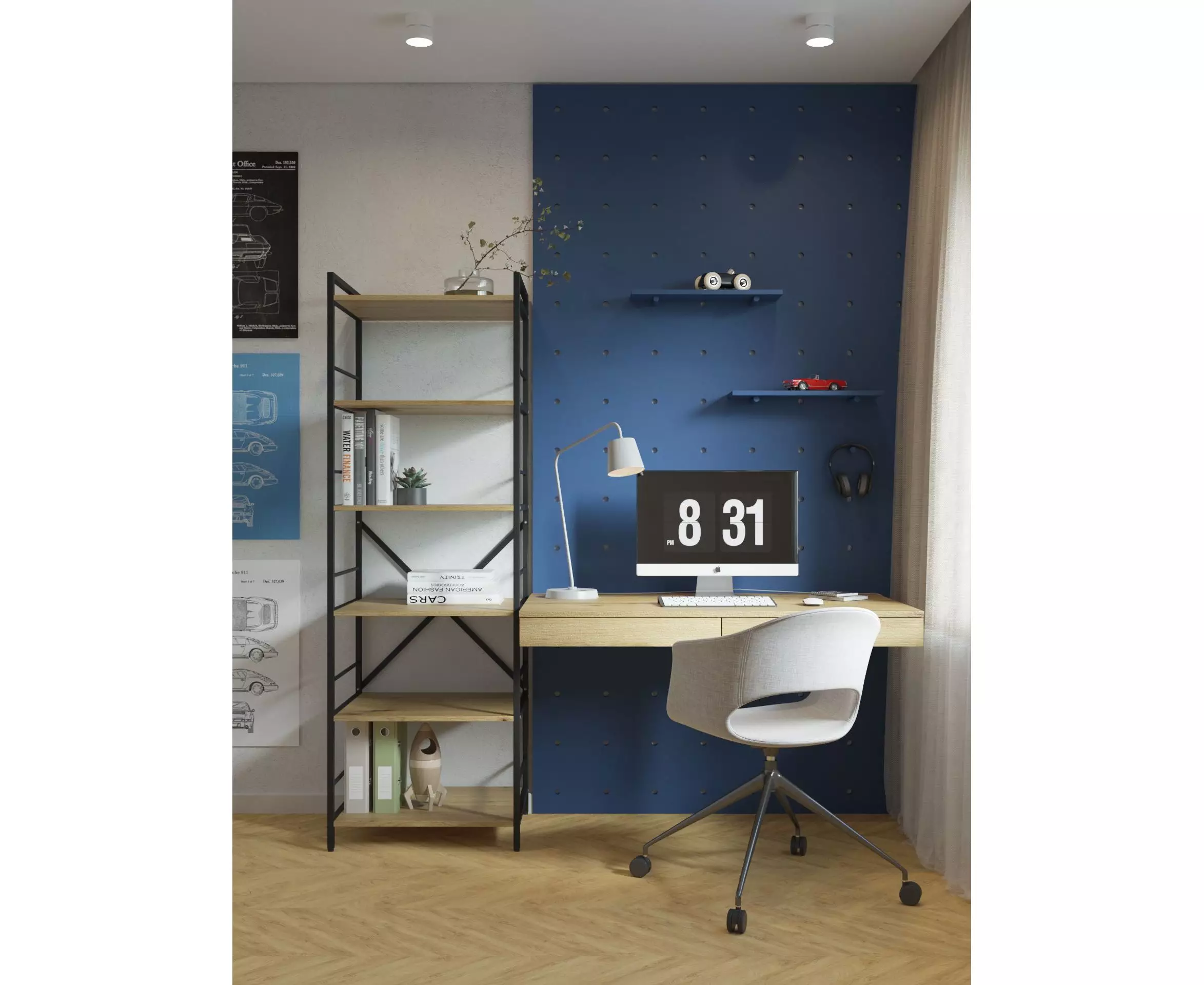 Металлический стеллаж Nex Loft 1100x600x240 мм, 4 полки из ЛДСП, антрацит / дуб Артизан – компактный и стильный вариант хранения [4]