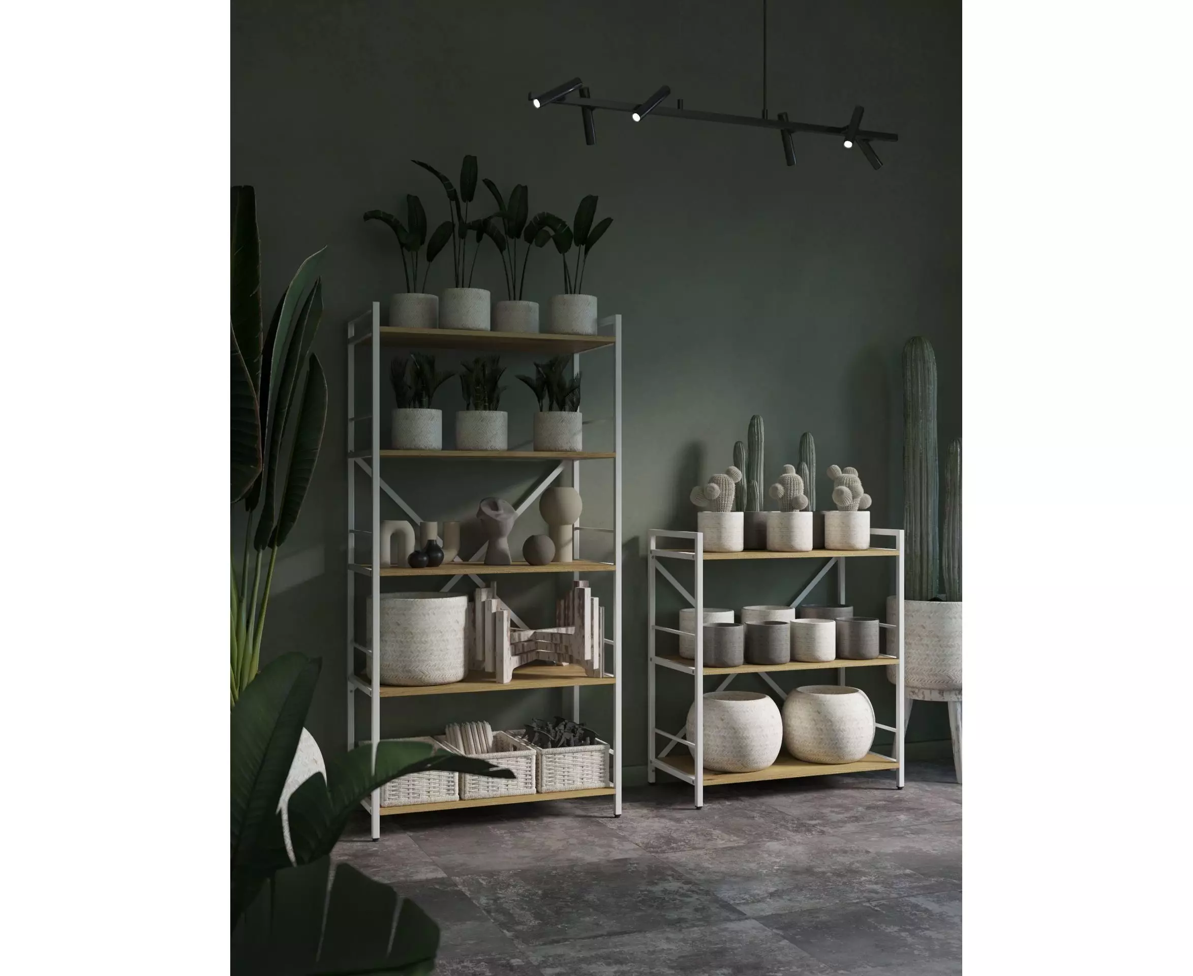 Металлический стеллаж Nex Loft 1700x800x350 мм, 5 полок, ДСП, Белый/Дуб Artisan – элегантность и практичность в одном решении [4]