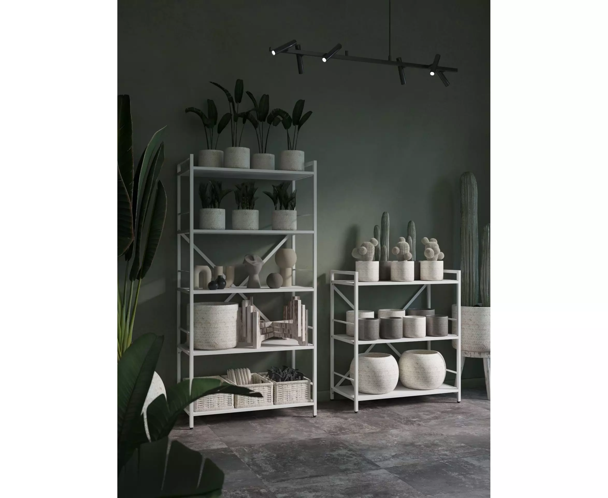 Raft metalic Nex Loft 1700x800x350 mm, 5 rafturi, PAL, White/White Snow – soluție modernă pentru depozitare elegantă [4]