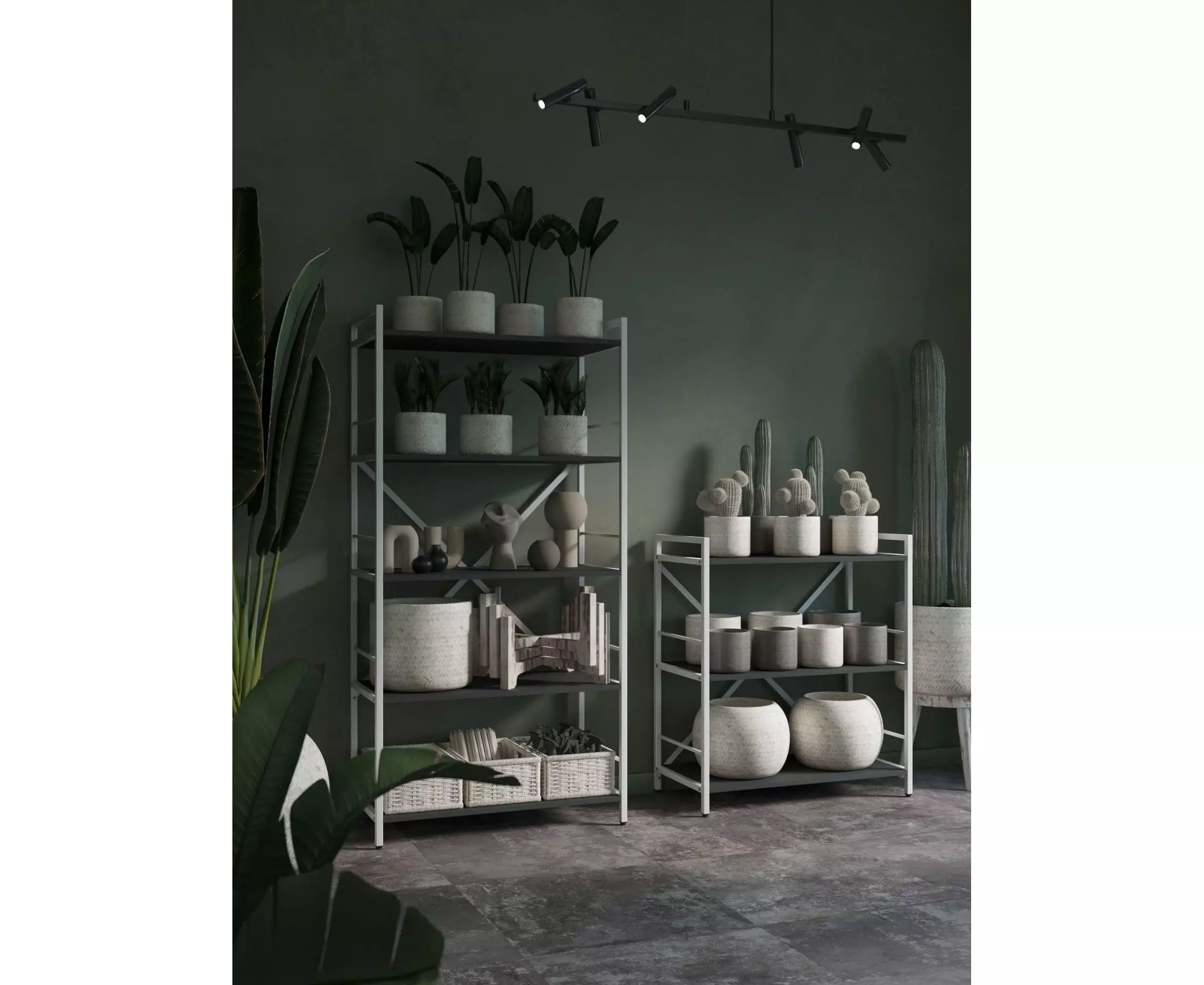 Raft metalic Nex Loft 1800x600x240 mm, 6 rafturi, PAL, White/Anthracite – eleganță modernă și rezistență [2]