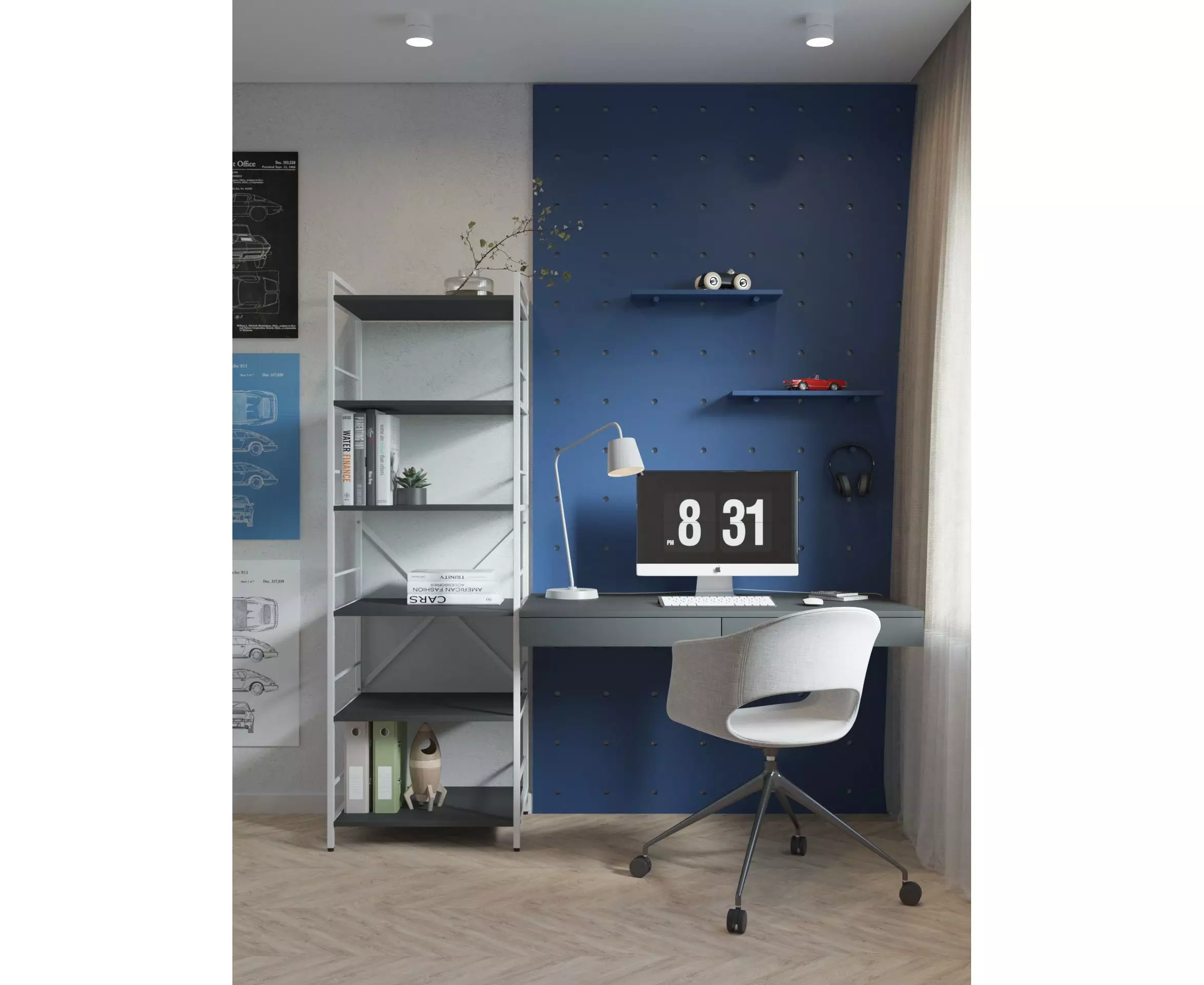 Raft metalic Nex Loft 1800x600x240 mm, 6 rafturi, PAL, White/Anthracite – eleganță modernă și rezistență [5]