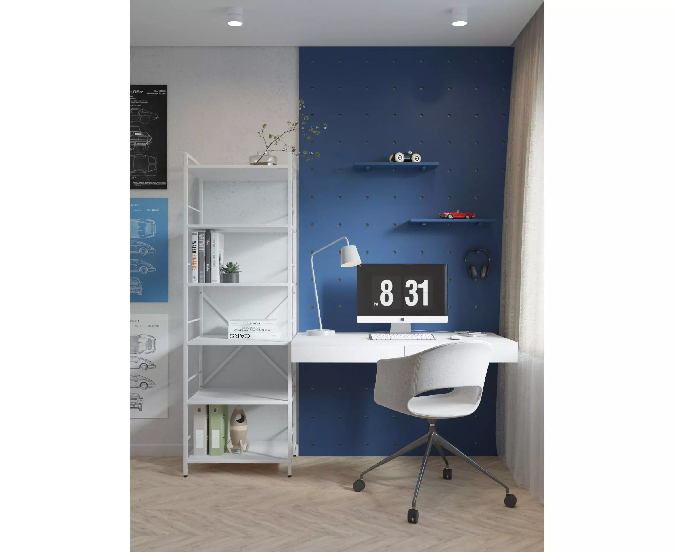Raft metalic Nex Loft 1800x600x240 mm, 6 rafturi, PAL, White/White Snow – design modern și utilitate maximă [2]