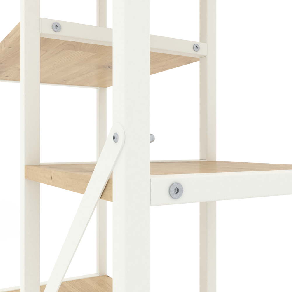 Raft metalic Nex Loft Cascade 1780×700×300 mm, 7 rafturi, White / Oak Artisan – organizare inteligentă și design modern [3]
