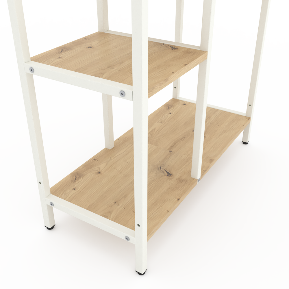 Raft metalic Nex Loft Cascade 1780×700×300 mm, 7 rafturi, White / Oak Artisan – organizare inteligentă și design modern [4]
