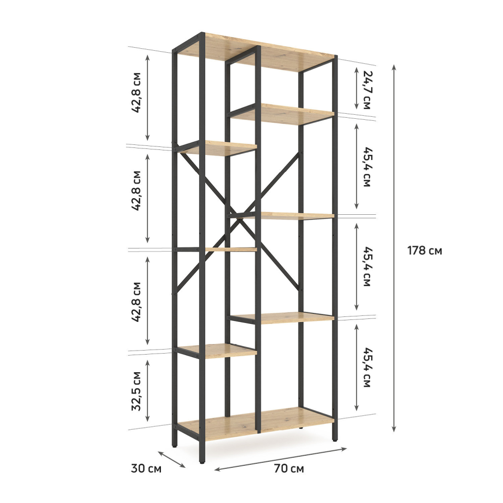 Raft metalic Nex Loft Cascade 1780×700×300 mm – Organizare eficientă cu stil industrial [2]