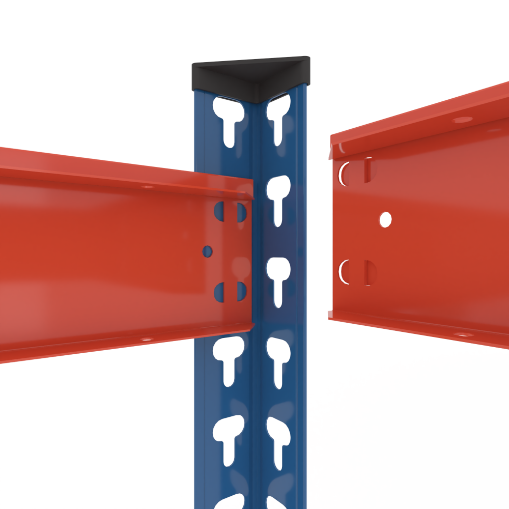 Прочный металлический стеллаж Nex Titan, 4 полки из МДФ, 1800x1400x600 мм, синий/оранжевый [3]