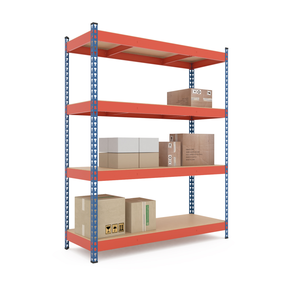 Raft metalic robust Nex Titan 1800x1600x500 mm, 4 rafturi MDF, Blue/Orange [2]