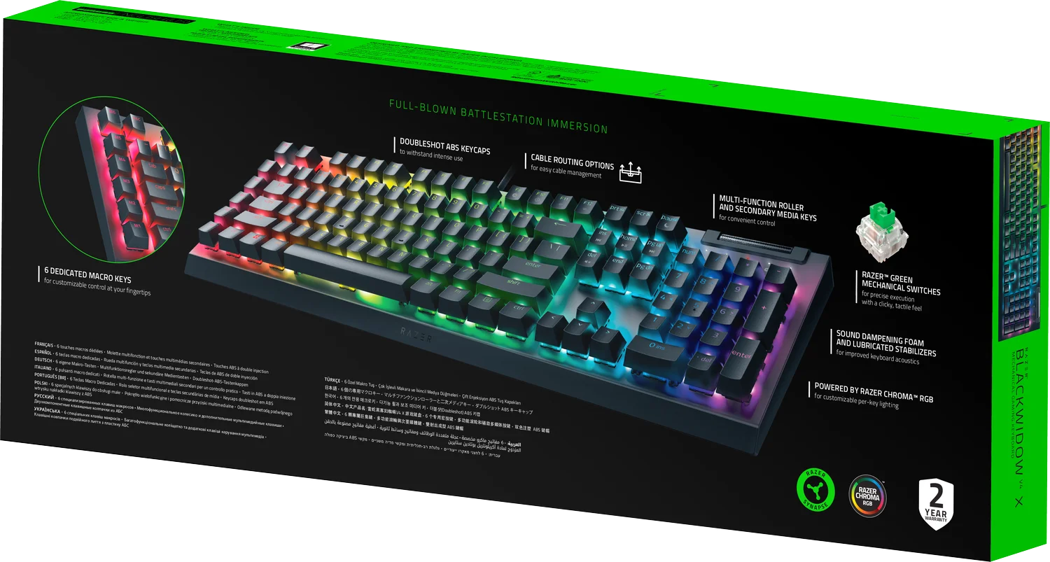 Razer Keyboard Mechanical BlackWidow V4 X (Green Switch) RU Layout [6]