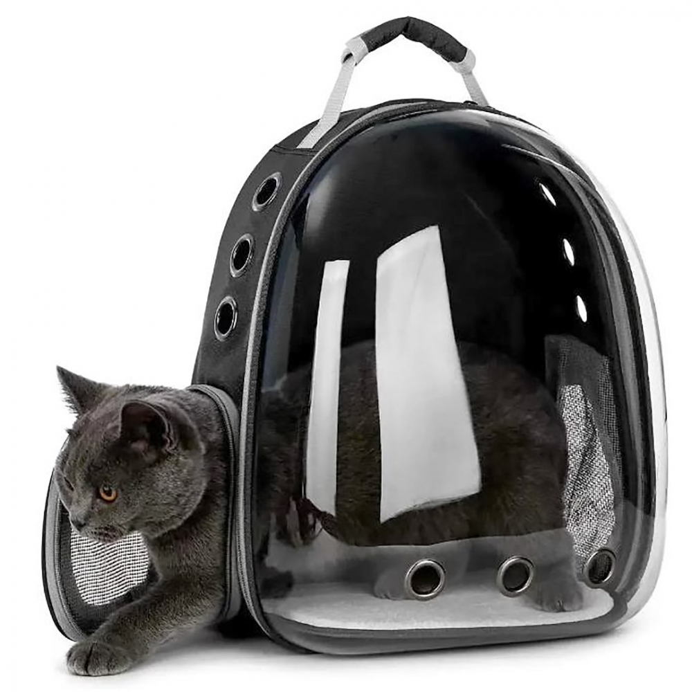 Rucsac pentru animale de companie cu fereastra din plastic, buzunar lateral, Jumi, 41x20x33 cm, Negru [5]