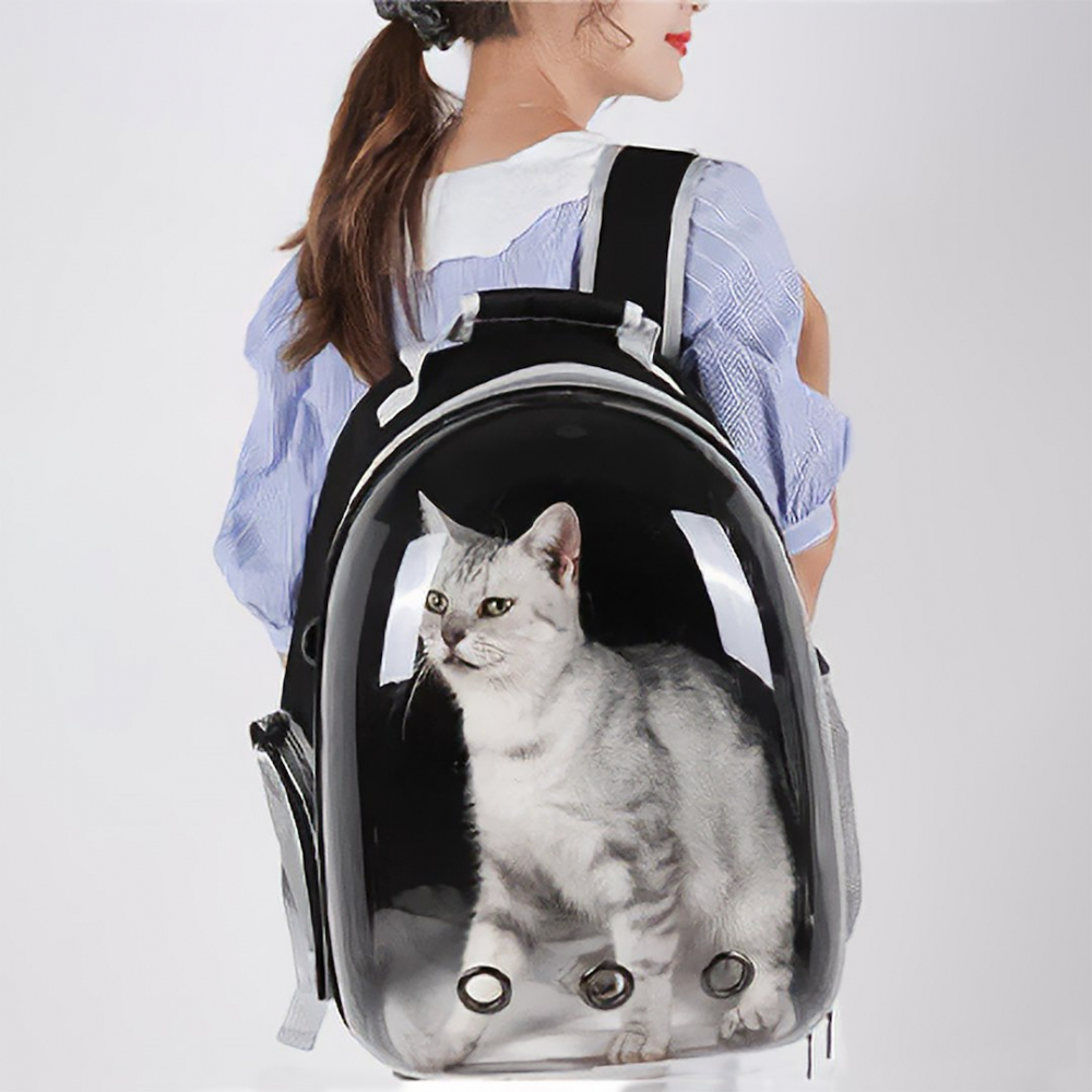 Rucsac pentru animale de companie cu fereastra din plastic, buzunar lateral, Jumi, 41x20x33 cm, Negru [2]