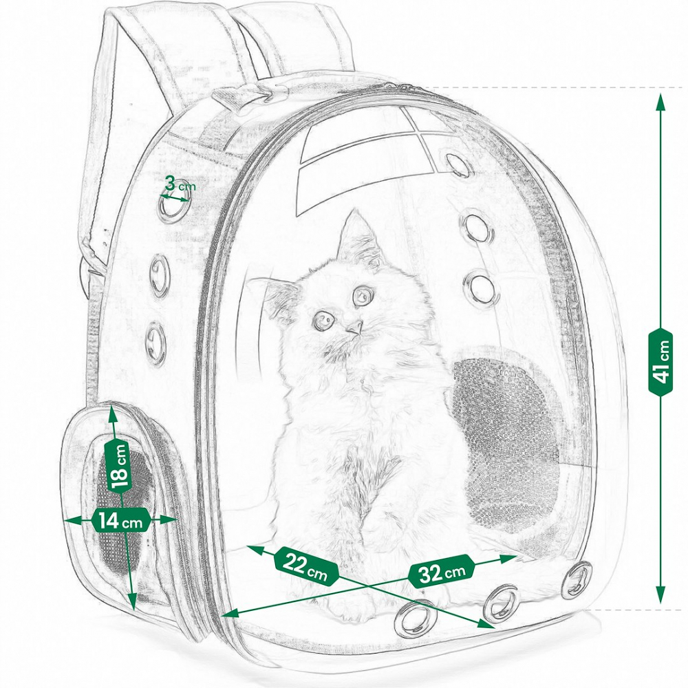 Rucsac pentru animale de companie cu fereastra din plastic, buzunar lateral, Jumi, 41x20x33 cm, Negru [9]