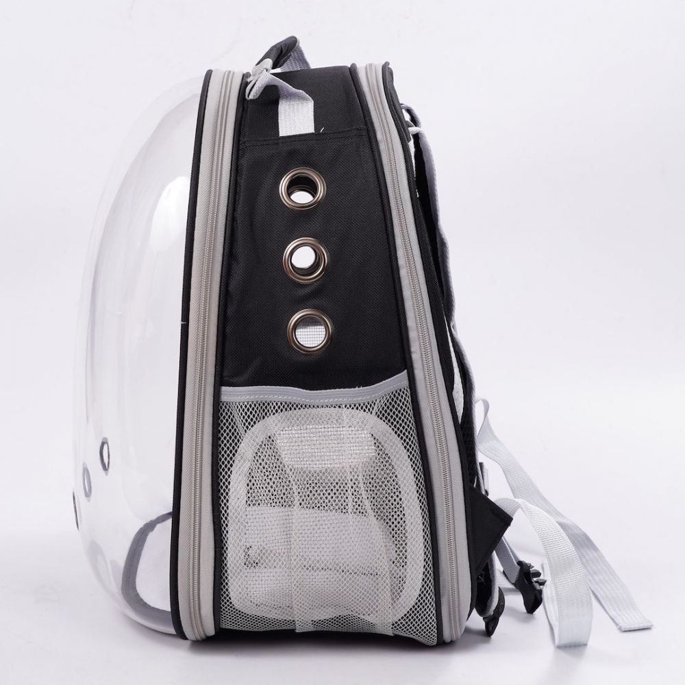 Rucsac pentru animale de companie cu fereastra din plastic, cu spate extensibil, buzunar lateral, Jumi, greutate maxima 6 kg, Negru [6]