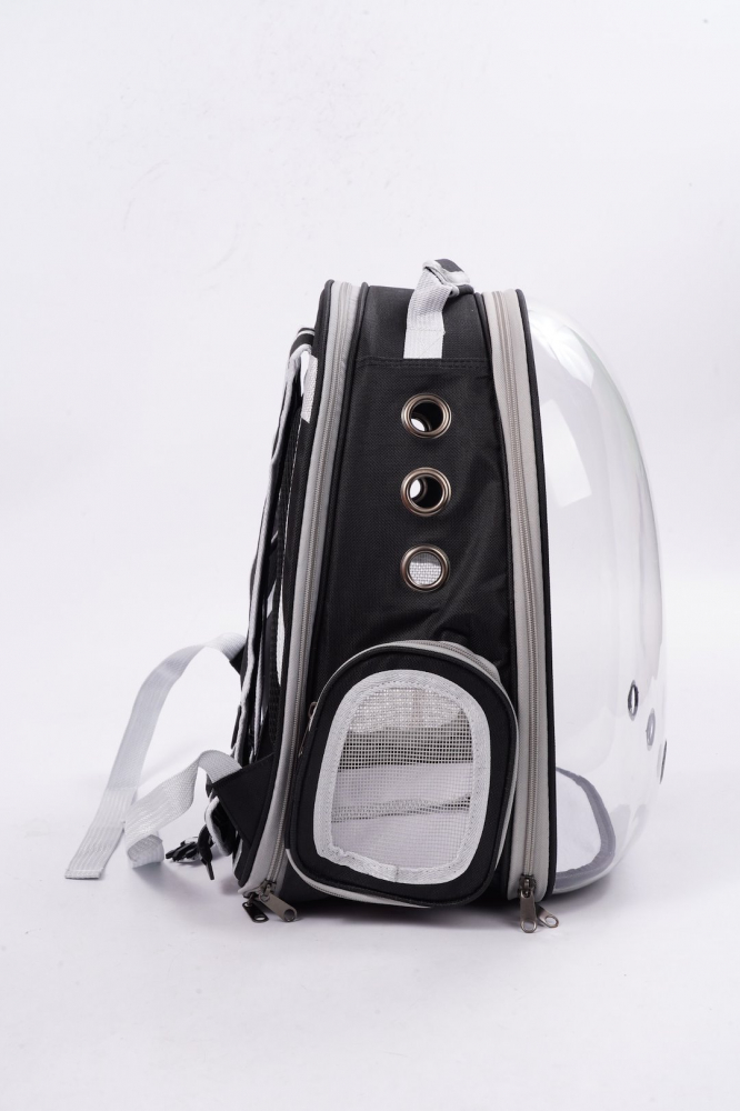 Rucsac pentru animale de companie cu fereastra din plastic, cu spate extensibil, buzunar lateral, Jumi, greutate maxima 6 kg, Negru [14]