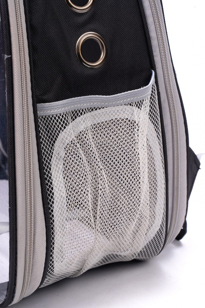 Rucsac pentru animale de companie cu fereastra din plastic, cu spate extensibil, buzunar lateral, Jumi, greutate maxima 6 kg, Negru [2]