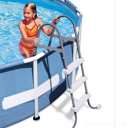 Scară pentru piscine cu înălțimea de până la 91 cm, 3 trepte, fără platformă [2]