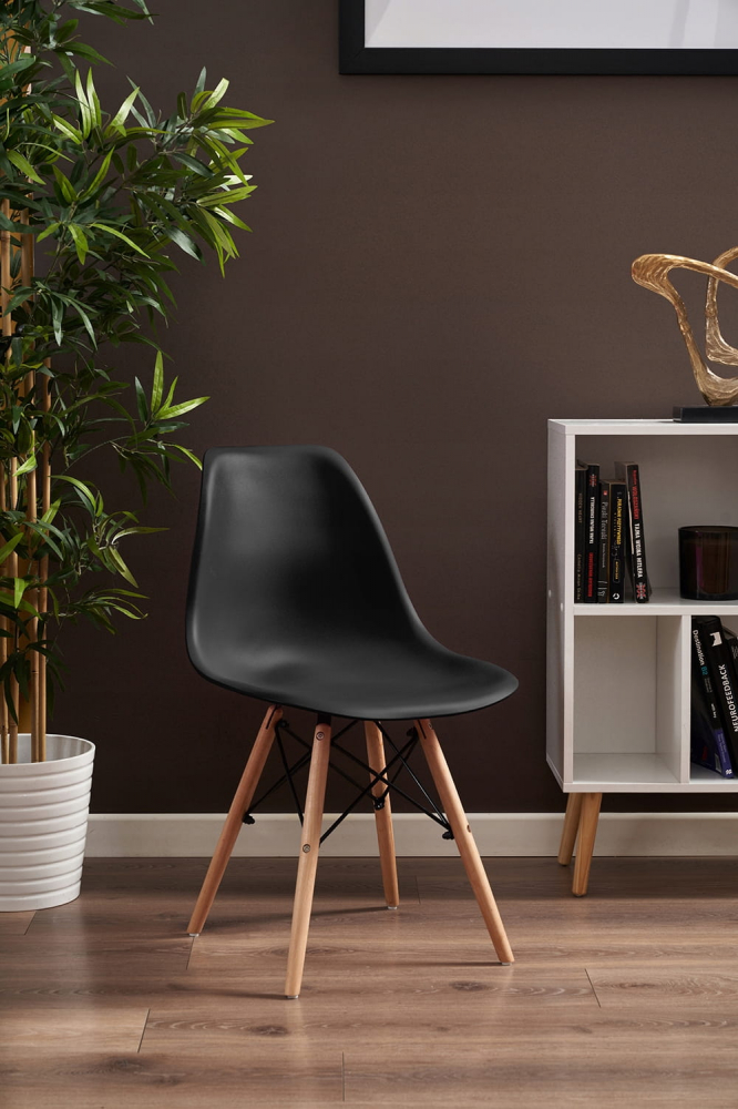 Scaun bucatarie, EVA, Jumi, polipropilena, lemn de fag, 81x46x52cm, Negru [2]