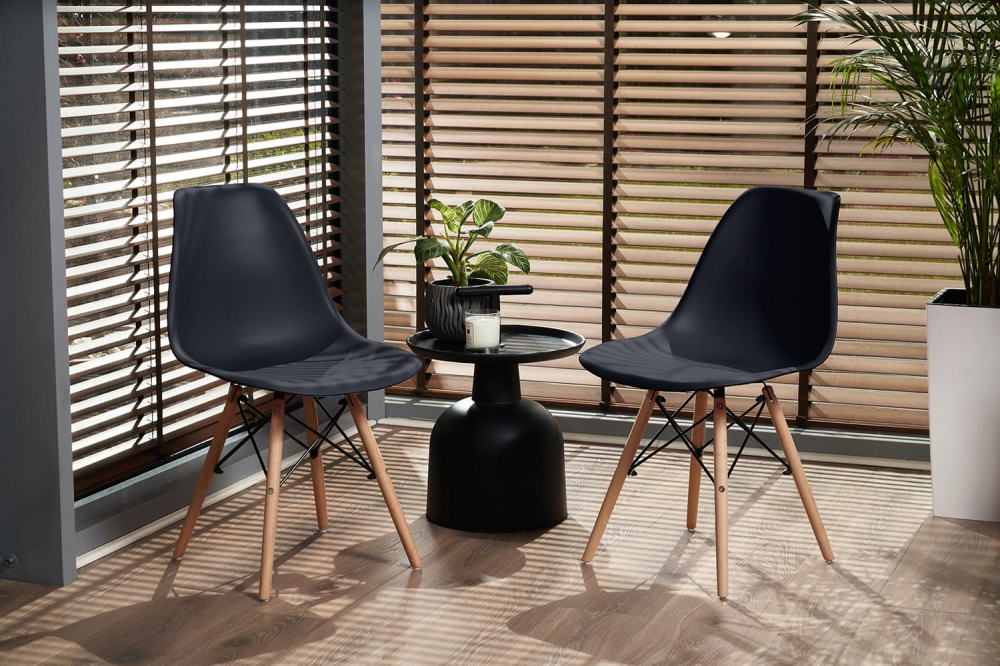 Scaun bucatarie, EVA, Jumi, polipropilena, lemn de fag, 81x46x52cm, Negru [4]
